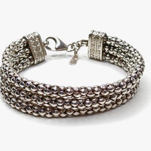 Silpada Sterling Silver 3-Strand Popcorn Chain Bracelet (Retired, B1210, 7 in)